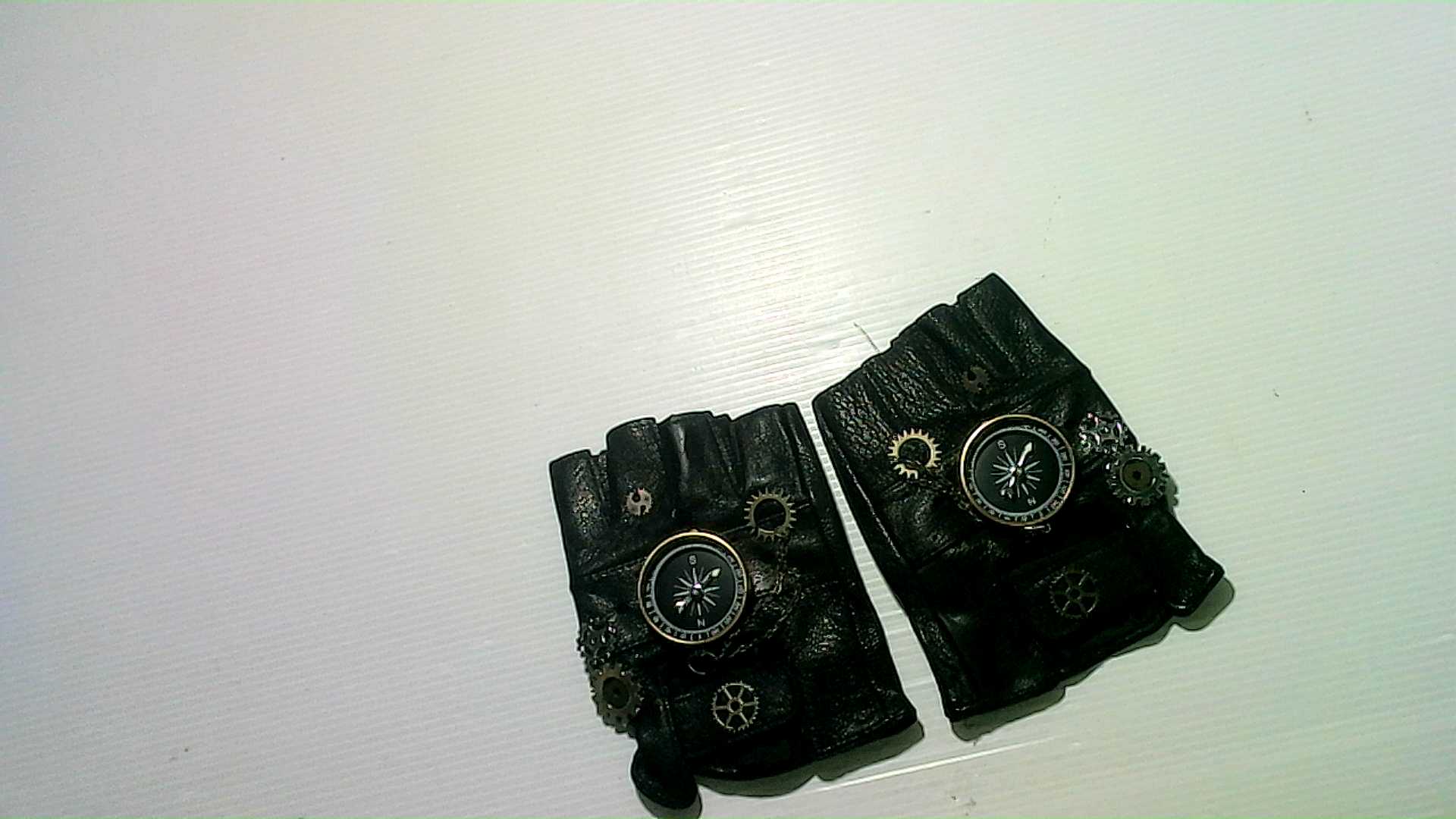 leather gloves with two compasses