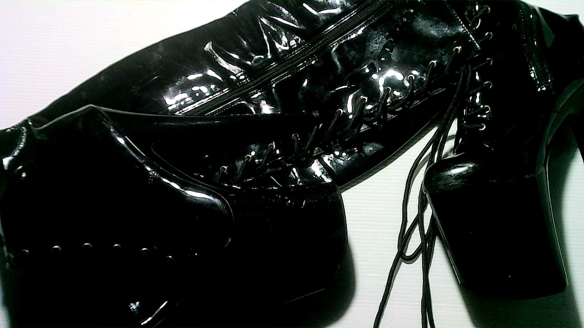 Long leather boots with heels